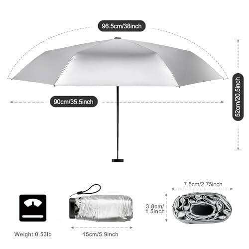 LEAGERA Mini Umbrella For Purse - UPF 50+ UV Blocker Sun Protection Umbrella, Small Micro Travel Parasol Design for Women - 3