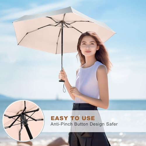 LEAGERA Mini Umbrella For Purse - UPF 50+ UV Blocker Sun Protection Umbrella, Small Micro Travel Parasol Design for Women - 7