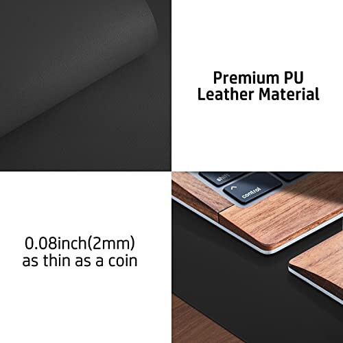 Leather Desk Pad Protector,Mouse Pad,Office Desk Mat, Non-Slip PU Leather Desk Blotter,Laptop Desk Pad,Waterproof Desk Writing Pad for Office and Home (Black,31.5