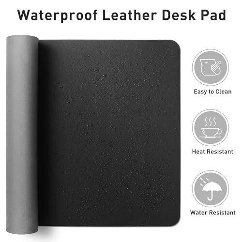 Leather Desk Pad Protector,Mouse Pad,Office Desk Mat, Non-Slip PU Leather Desk Blotter,Laptop Desk Pad,Waterproof Desk Writing Pad for Office and Home (Black,31.5