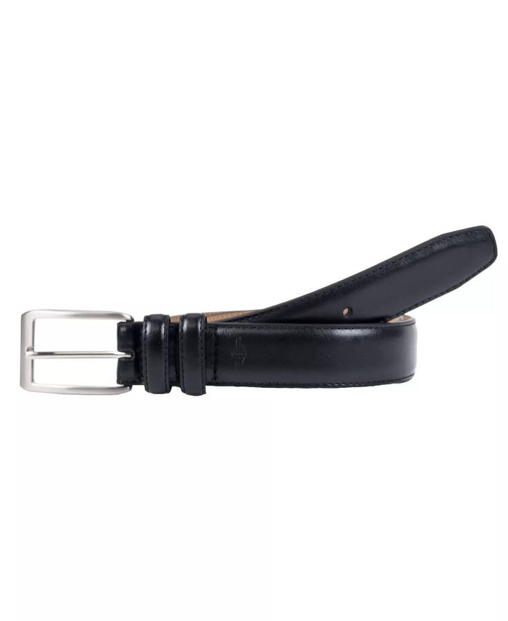 Leather Dress Men's Belt with Double Belt Loop Black - 1