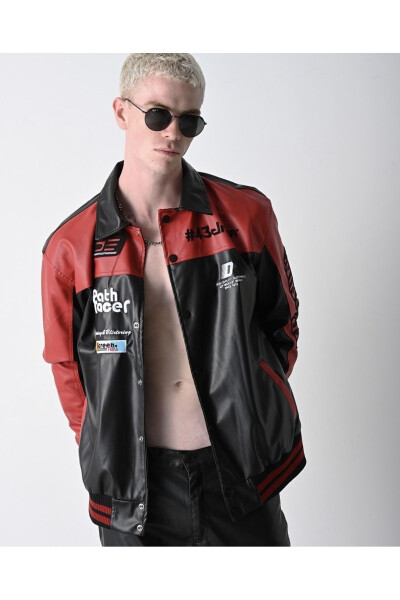 Leather Oversize Unisex College Jacket - 15