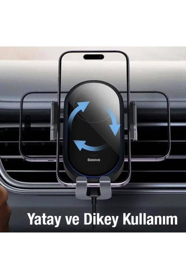 Led Işıklı Super Araç Şarjı Otomatik Kilitleme Kablosuz 15w Araç Şarjı Araç Telefon Tutucu - 9