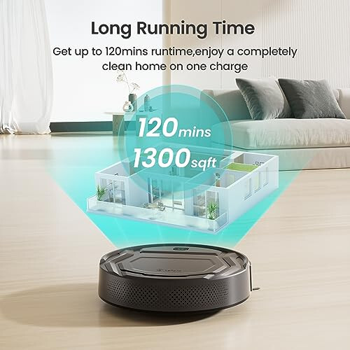 Lefant M210Pro Robot Vacuum Cleaner,Strong Suction,120 Mins Run Time,Wi-Fi Connected,Scheduled Cleaning,Compatible with Alexa,Slim Self-Charging Robotic Vacuum Cleaner for Home,Pet Hair,Hard Floors - 5