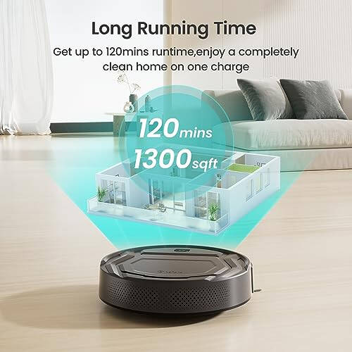 Lefant M210Pro Robot Vacuum Cleaner,Strong Suction,120 Mins Run Time,Wi-Fi Connected,Scheduled Cleaning,Compatible with Alexa,Slim Self-Charging Robotic Vacuum Cleaner for Home,Pet Hair,Hard Floors - 5