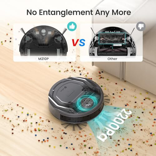 Lefant Robot Vacuum Cleaner M210 Pro,Slim,Quiet,2200Pa Suction,120 Min Self-Charging Robotic Vacuums, Freemove 3.0,WiFi/APP/Alexa,6 Cleaning Modes Ideal for Hard Floors Pet Hair Low Carpet,Gray - 4