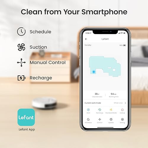 Lefant Robot Vacuum Cleaner, Strong Suction, 120 Mins Runtime, Slim, Low Noise, Automatic Self-Charging, Wi-Fi/App/Alexa Control, Ideal for Pet Hair Hard Floor and Daily Cleaning, M210 - 5