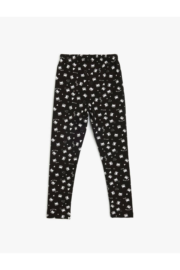 Leggings, Cat Print, Elastic Waistband - 8