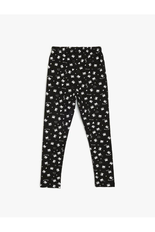 Leggings, Cat Print, Elastic Waistband - 6