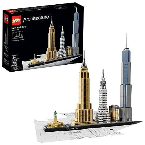 LEGO Architecture New York Şehri 21028, Kendin Yap New York Gökyüzü Modeli Seti Yetişkinler ve Çocuklar İçin (598 Parça), Çok Renkli - 2