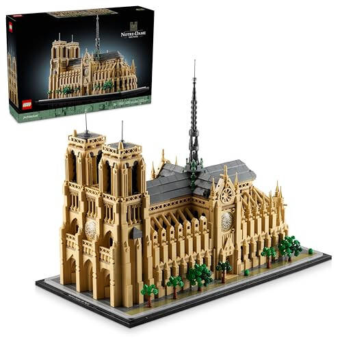 LEGO Architecture Notredam de Parij nusxasi, Arxitektura modeli to'plami, Kattalar uchun kollektsion qurilish to'plami, Yig'ish va namoyish qilish uchun yodgorlik, Tarix, sayohat va san'atni sevuvchilar uchun sovg'a g'oyasi, 21061 - 1