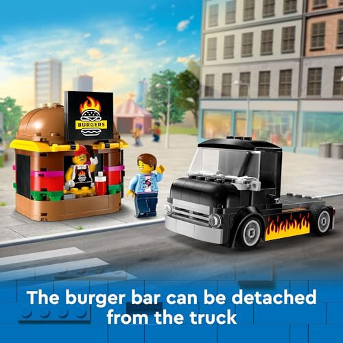 LEGO City Burger Kamyonu Oyuncak Yapı Seti, 5 Yaş ve Üzeri Çocuklar İçin Eğlenceli Hediye, Burger Aracı ve Mutfak Oyun Seti, Satıcı Minfigürü ve Aksesuarları, Hayal Gücü Geliştirici Rol Yapma Oyunu Kız ve Erkek Çocuklar İçin, 60404 - 3