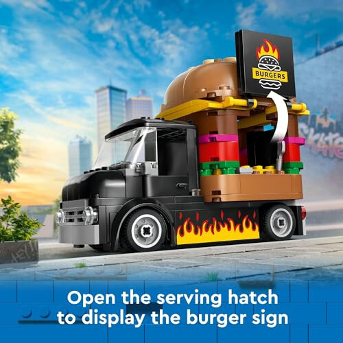 LEGO City Burger Kamyonu Oyuncak Yapı Seti, 5 Yaş ve Üzeri Çocuklar İçin Eğlenceli Hediye, Burger Aracı ve Mutfak Oyun Seti, Satıcı Minfigürü ve Aksesuarları, Hayal Gücü Geliştirici Rol Yapma Oyunu Kız ve Erkek Çocuklar İçin, 60404 - 4