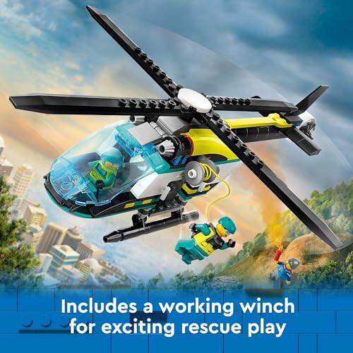 LEGO City Emergency Rescue Helicopter, Toy Aircraft Playset for Kids, Fun Gift for Boys and Girls Aged 6 Plus, Hiker, Rescuer, and Pilot Minifigures, Chopper with Winch and Spinnable Rotors, 60405 - 4