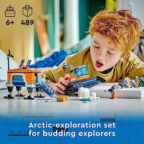 LEGO City Exploration Arctic Explorer Truck and Mobile Lab 60378 Building Set for Ages 6+ with a Tracked Vehicle, Laboratory on Skis, Meteorite, Snow Landscape, 4 Minifigures and 3 Polar Bear Figures - 33