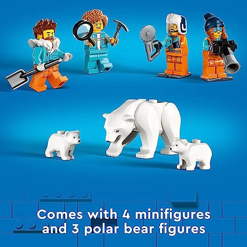 LEGO City Exploration Arctic Explorer Truck and Mobile Lab 60378 Building Set for Ages 6+ with a Tracked Vehicle, Laboratory on Skis, Meteorite, Snow Landscape, 4 Minifigures and 3 Polar Bear Figures - 37