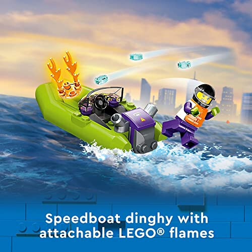 LEGO City Fire Rescue Boat 60373, Toy Floats on Water, with Jetpack, Dinghy and 3 Minifigures, Everyday Hero Toys for Kids, Boys and Girls Ages 5+ - 10