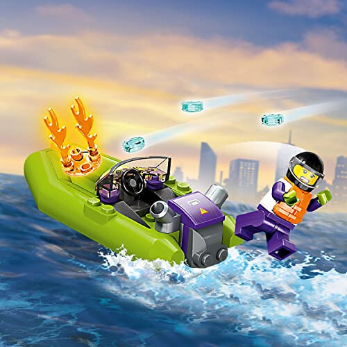 LEGO City Fire Rescue Boat 60373, Toy Floats on Water, with Jetpack, Dinghy and 3 Minifigures, Everyday Hero Toys for Kids, Boys and Girls Ages 5+ - 5