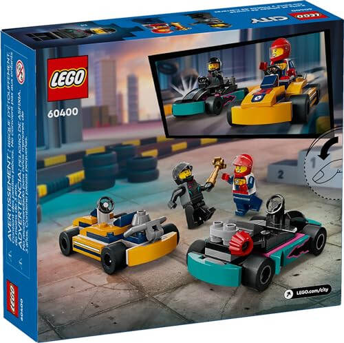 LEGO City Go-Kartlar ve Yarış Sürücüleri Oyun Seti, 2 Sürücü Minfigürü, Yarış Aracı Oyuncak Araba, Çocuklar İçin Eğlenceli Yarış Arabası Oyuncak Hediye, 5 Yaş ve Üzeri, 60400 - 6