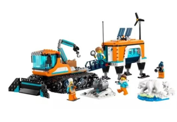 LEGO City Keşif Arktik Kaşif Kamyonu ve Mobil Laboratuvar 60378 Yapım Seti 6 Yaş ve Üzeri İçin, Tırtıllı Araç, Kayaklı Laboratuvar, Meteor, Kar Manzarası, 4 Minfigür ve 3 Kutup Ayısı Figürüyle - 1