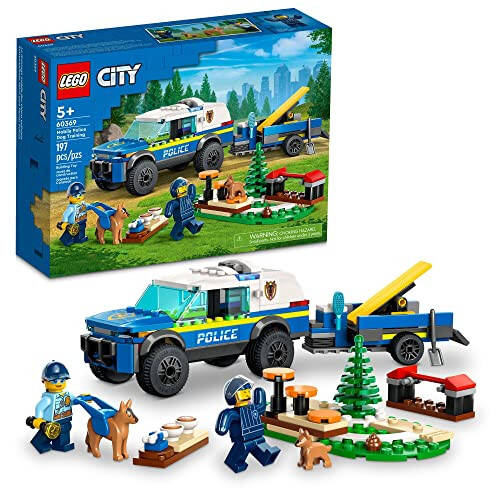 LEGO City Mobil Politsiya It Eğitimi 60369, SUV O'yinchoq Avtomobil Prisep bilan, To'siqlar Maydoni va Kuchuk Figuralari, 5 Yosh va Undan Katta O'g'il va Qizlar Uchun Hayvonlar O'yin To'plami - 2