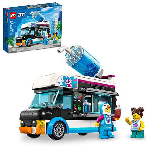 LEGO City Penguin Sulu Muz Arabasi Qurilish O'yinchoqi - Yuk mashinasi va kiyingan minifiguraga ega, O'g'il va qizlar uchun ajoyib sovg'a g'oyasi, 5 yosh va undan katta bolalar uchun yuk mashinasi o'yinchoqi, 60384 - 2