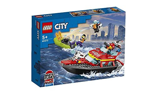 LEGO City Пожарная спасательная лодка 60373, Игрушка плавает на воде, с реактивным ранцем, шлюпкой и 3 минифигурками, Игрушки для повседневных героев для детей, мальчиков и девочек от 5 лет - 4