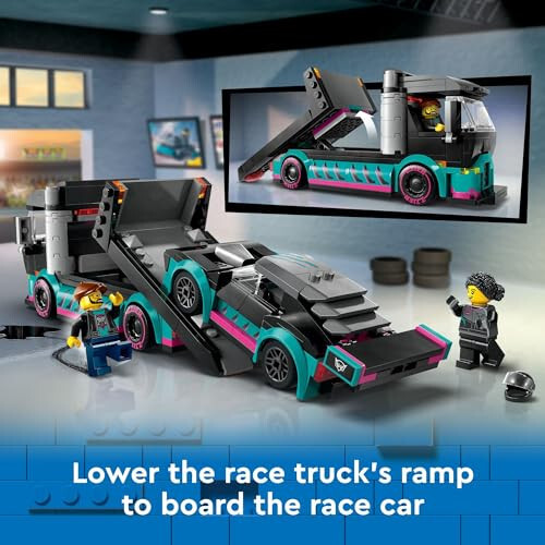 LEGO City Race Car and Car Carrier Truck Toy Playset, Vehicle Transporter with Adjustable Loading Ramp and Race Car Toy, Racer and Driver Minifigures, Fun Gift for Kids Ages 6 and Up, 60406 - 3