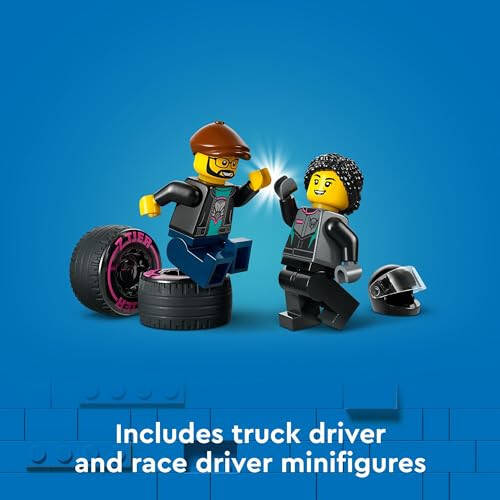 LEGO City Race Car and Car Carrier Truck Toy Playset, Vehicle Transporter with Adjustable Loading Ramp and Race Car Toy, Racer and Driver Minifigures, Fun Gift for Kids Ages 6 and Up, 60406 - 5