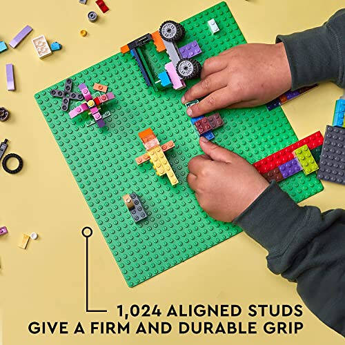 LEGO Classic Green Baseplate, Square 32x32 Stud Foundation to Build, Play, and Display Brick Creations, Great for Grassy Nature Landscapes, 11023 - 4