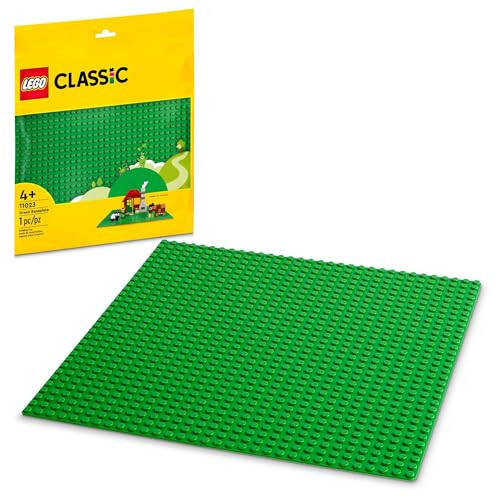 LEGO Classic Yashil Asos Plita, Kvadrat 32x32 Mixlar Asos, Qurish, O'ynash va Namoyish Qilish Uchun G'isht Yaratmalari, O'tloqli Tabiiy Manzaralar Uchun Zo'r, 11023 - 1