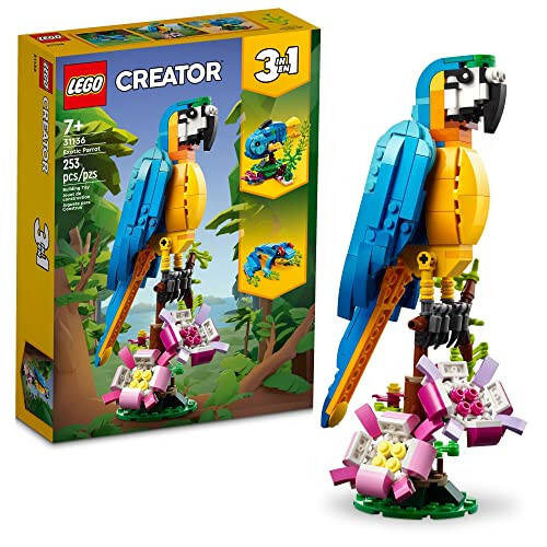 LEGO Creator 3 in 1 Exotic Parrot Building Toy Set, Transforms to 3 Different Animal Figures - from Colorful Parrot, to Swimming Fish, to Cute Frog, Creative Toys for Kids Ages 7 and Up, 31136 - 3