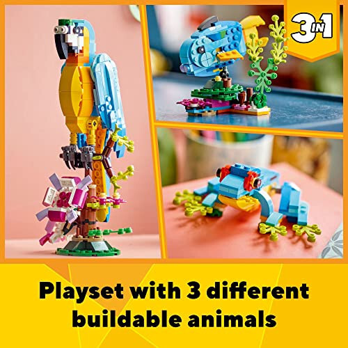 LEGO Creator 3 in 1 Exotic Parrot Building Toy Set, Transforms to 3 Different Animal Figures - from Colorful Parrot, to Swimming Fish, to Cute Frog, Creative Toys for Kids Ages 7 and Up, 31136 - 4