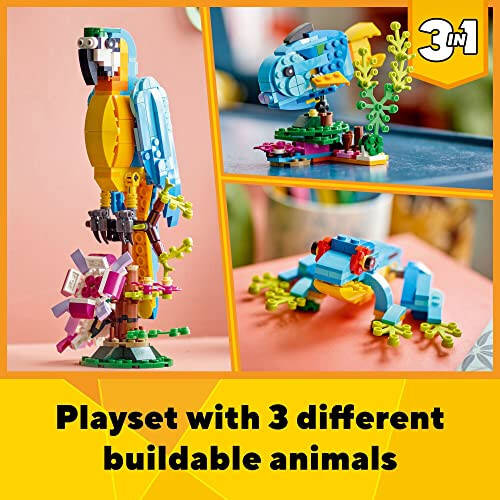 LEGO Creator 3 in 1 Exotic Parrot Building Toy Set, Transforms to 3 Different Animal Figures - from Colorful Parrot, to Swimming Fish, to Cute Frog, Creative Toys for Kids Ages 7 and Up, 31136 - 4