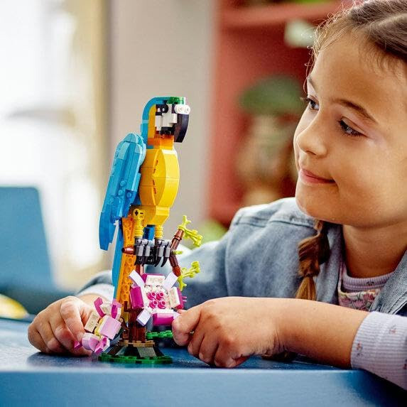 LEGO Creator 3 in 1 Exotic Parrot Building Toy Set, Transforms to 3 Different Animal Figures - from Colorful Parrot, to Swimming Fish, to Cute Frog, Creative Toys for Kids Ages 7 and Up, 31136 - 1