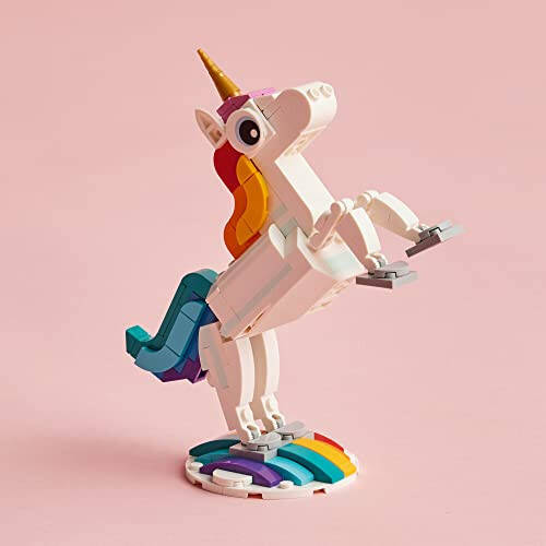 LEGO Creator 3 in 1 Magical Unicorn Toy, Transforms from Unicorn to Seahorse to Peacock, Rainbow Animal Figures, Unicorn Gift for Grandchildren, Girls and Boys, Buildable Toys, 31140 - 15