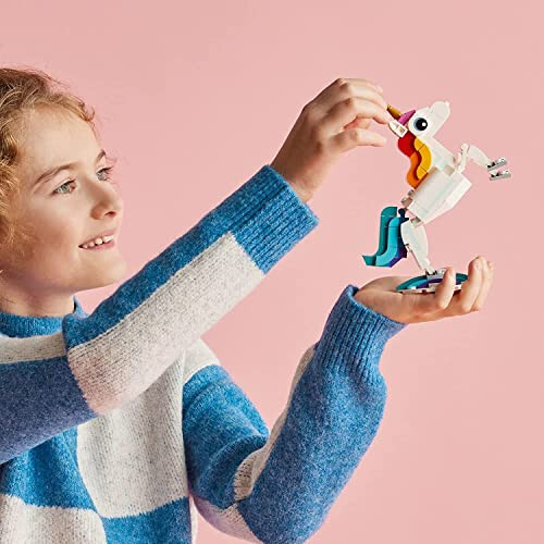 LEGO Creator 3 in 1 Magical Unicorn Toy, Transforms from Unicorn to Seahorse to Peacock, Rainbow Animal Figures, Unicorn Gift for Grandchildren, Girls and Boys, Buildable Toys, 31140 - 2