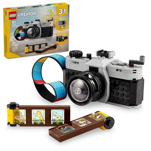 LEGO Creator 3 ta 1 Retro Kamera O'yinchoq, O'yinchoq Kameradan Retro Video Kameraga va Retro Televizorga Aylanadi, 8 yosh va undan katta yoshdagi ijodiy o'yinlarni yoqtiradigan o'g'il va qizlar uchun Fotografiya Sovg'asi, 31147 - 1