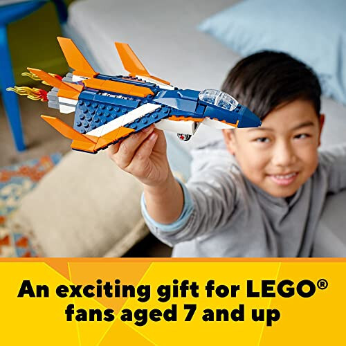 LEGO Creator 3 ta 1 Super Sonic Jet Samolyot O'yinchoq To'plami, Samolyotdan Vertolyotga va Tezlik Qayig'iga Aylanadi, Bolalar, O'g'il va Qizlar Uchun Quriladigan Transport Vositalari Modellar, 7 Yosh va Undan Katta, 31126 - 6