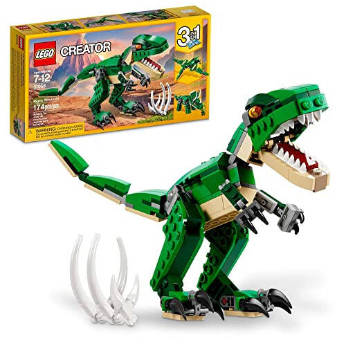 LEGO Creator 3'ü 1 Arada Muhteşem Dinozor Oyuncak, T. rex'ten Triceratops'a ve Pterodactyl'e Dönüşüyor, 7-12 Yaş Arası Erkek ve Kız Çocuklar İçin Harika Bir Hediye, 31058 - 1