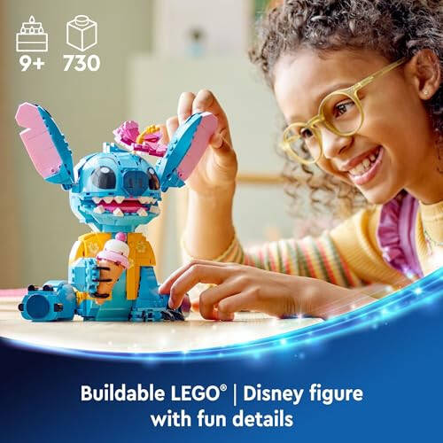 LEGO Disney Stitch Игрушечный Конструктор, Игрушка Disney для Детей 9 Лет, Строительная Фигурка с Мороженым, Веселый Подарок Disney для Девочек, Мальчиков и Любителей Хитового Фильма Лило и Стич, 43249 - 2