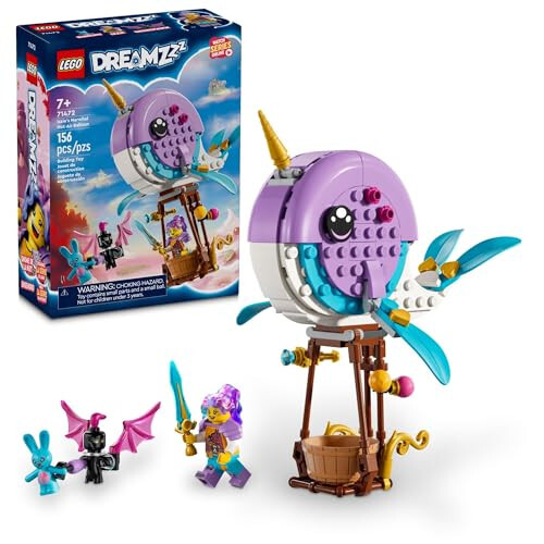 LEGO DREAMZzz Izzie's Narwhal Hot-Air Balloon Deep-Sea Animal Toy, Save Bunchu from a Grimspawn, Transforming Whale Figure for Kids, Bunny Toy for Boys and Girls 7 Years Old and Up, 71472 - 1