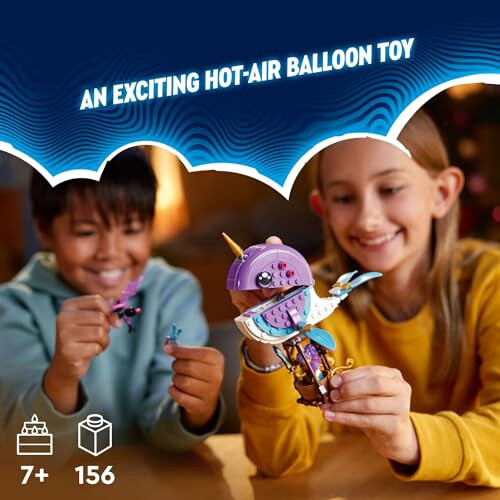 LEGO DREAMZzz Izzie's Narwhal Hot-Air Balloon Deep-Sea Animal Toy, Save Bunchu from a Grimspawn, Transforming Whale Figure for Kids, Bunny Toy for Boys and Girls 7 Years Old and Up, 71472 - 2