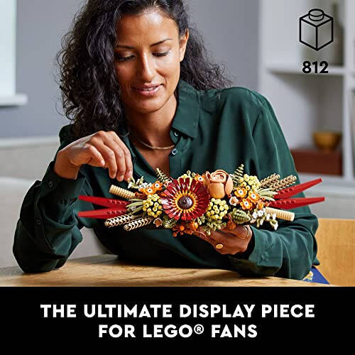 LEGO Icons Dried Flower Centerpiece, Botanical Collection Crafts Set for Adults, Artificial Flowers with Rose and Gerbera, Table or Wall Decoration, Home Décor, 10314 - 2