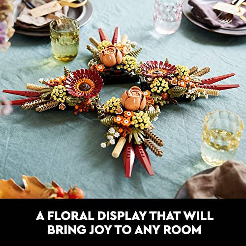 LEGO Icons Dried Flower Centerpiece, Botanical Collection Crafts Set for Adults, Artificial Flowers with Rose and Gerbera, Table or Wall Decoration, Home Décor, 10314 - 5