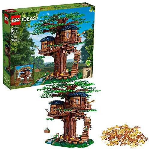 LEGO Ideas Ağaç Ev 21318, 16 Yaş ve Üzeri İçin Model Yapım Seti, 3 Kabin, Değiştirilebilir Yapraklar, Minfigürler ve Bir Kuş Figürüyle - 1