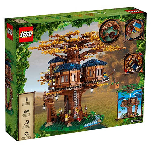 LEGO Ideas Daraxt Uyi 21318, 16 yoshdan katta bolganlar uchun model yasash to'plami, 3 ta kabina, almashtiriladigan barglar, minifiguralar va qush figuralari bilan - 6