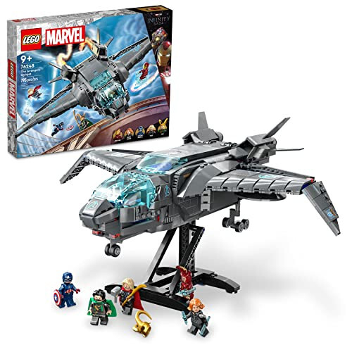 LEGO Marvel The Avengers Quinjet 76248, Thor, Iron Man, Black Widow, Loki va Kapitan Amerika minifiguralari bilan Kosmik kema qurilish o'yinchoq to'plami, Infinity Saga - 32