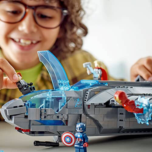 LEGO Marvel The Avengers Quinjet 76248, Thor, Iron Man, Black Widow, Loki va Kapitan Amerika minifiguralari bilan Kosmik kema qurilish o'yinchoq to'plami, Infinity Saga - 36