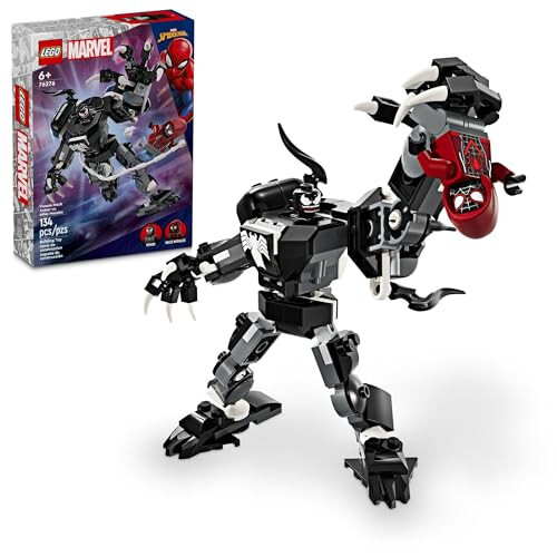 LEGO Marvel Venom Makine Zırhı vs. Miles Morales, Hareketli Aksiyon Figürü Çocuklar İçin, Marvel Yapı Seti Minfigürlerle, Seyahat Oyuncağı, Süper Kahraman Savaş Hediyesi 6 Yaş ve Üzeri Erkek ve Kız Çocukları İçin, 76276 - 1